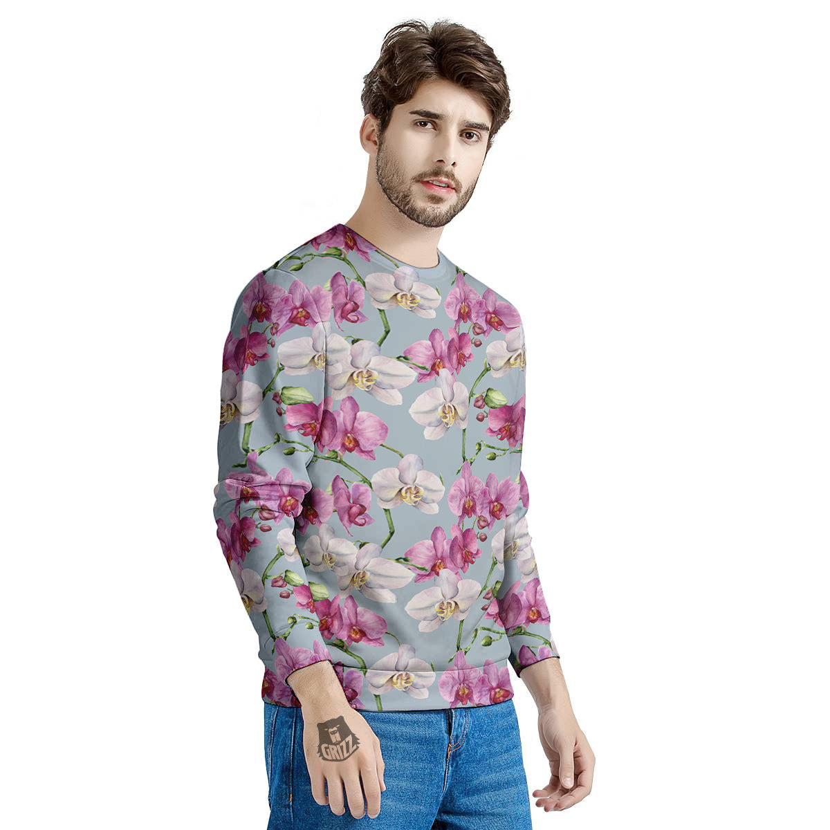 Orchid Cute Print Men's Sweatshirt-grizzshop