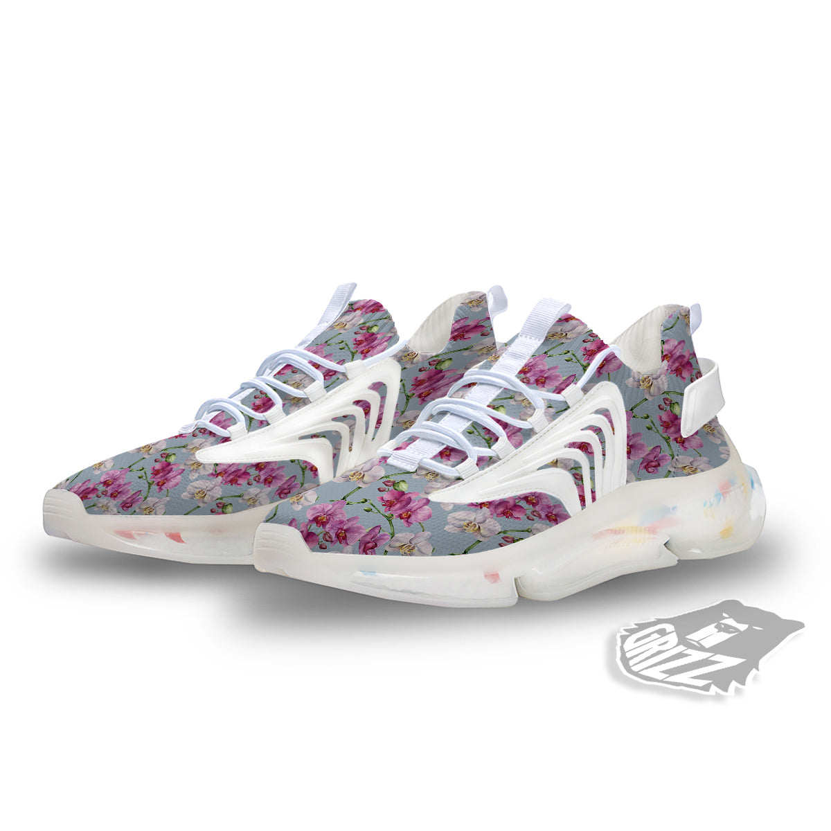 Orchid Cute Print White Gym Shoes-grizzshop