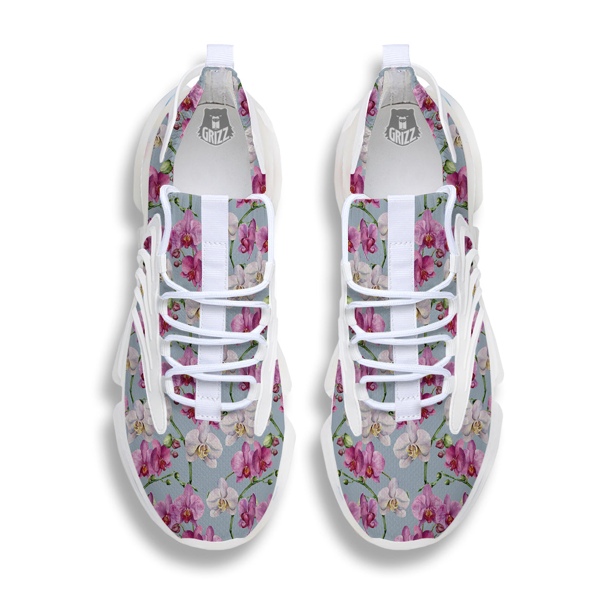 Orchid Cute Print White Gym Shoes-grizzshop