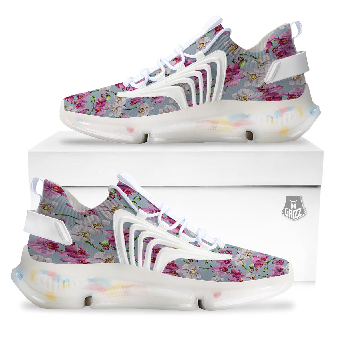 Orchid Cute Print White Gym Shoes-grizzshop