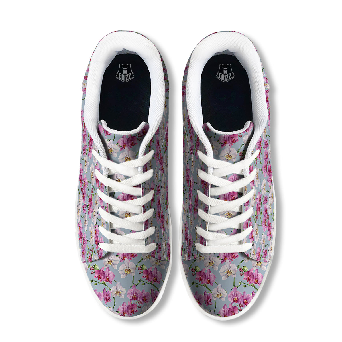 Orchid Cute Print White Low Top Sneakers-grizzshop