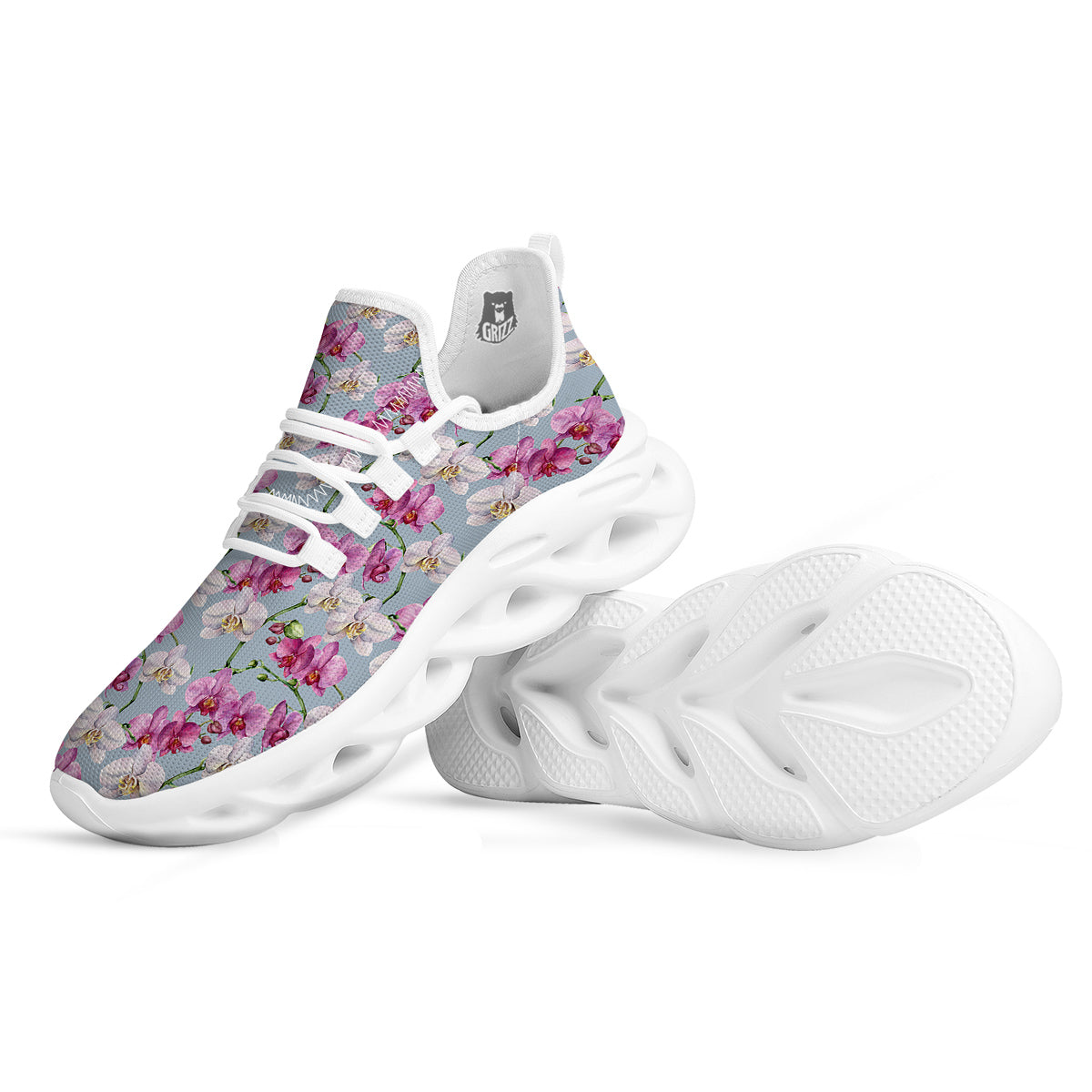 Orchid Cute Print White Running Shoes-grizzshop