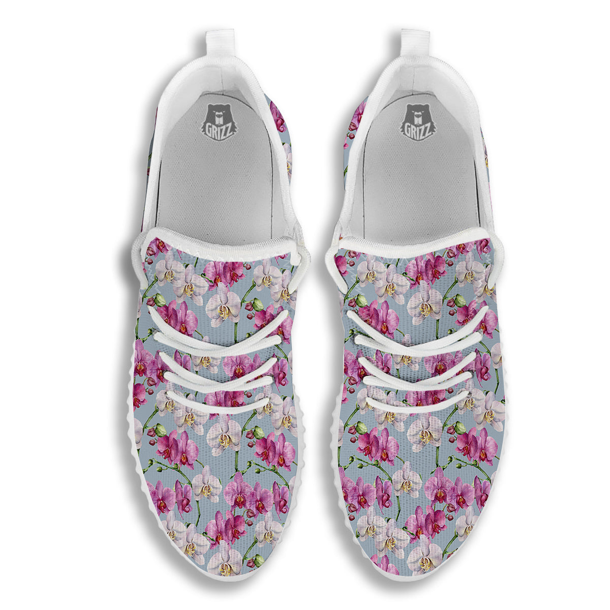 Orchid Cute Print White Walking Shoes-grizzshop