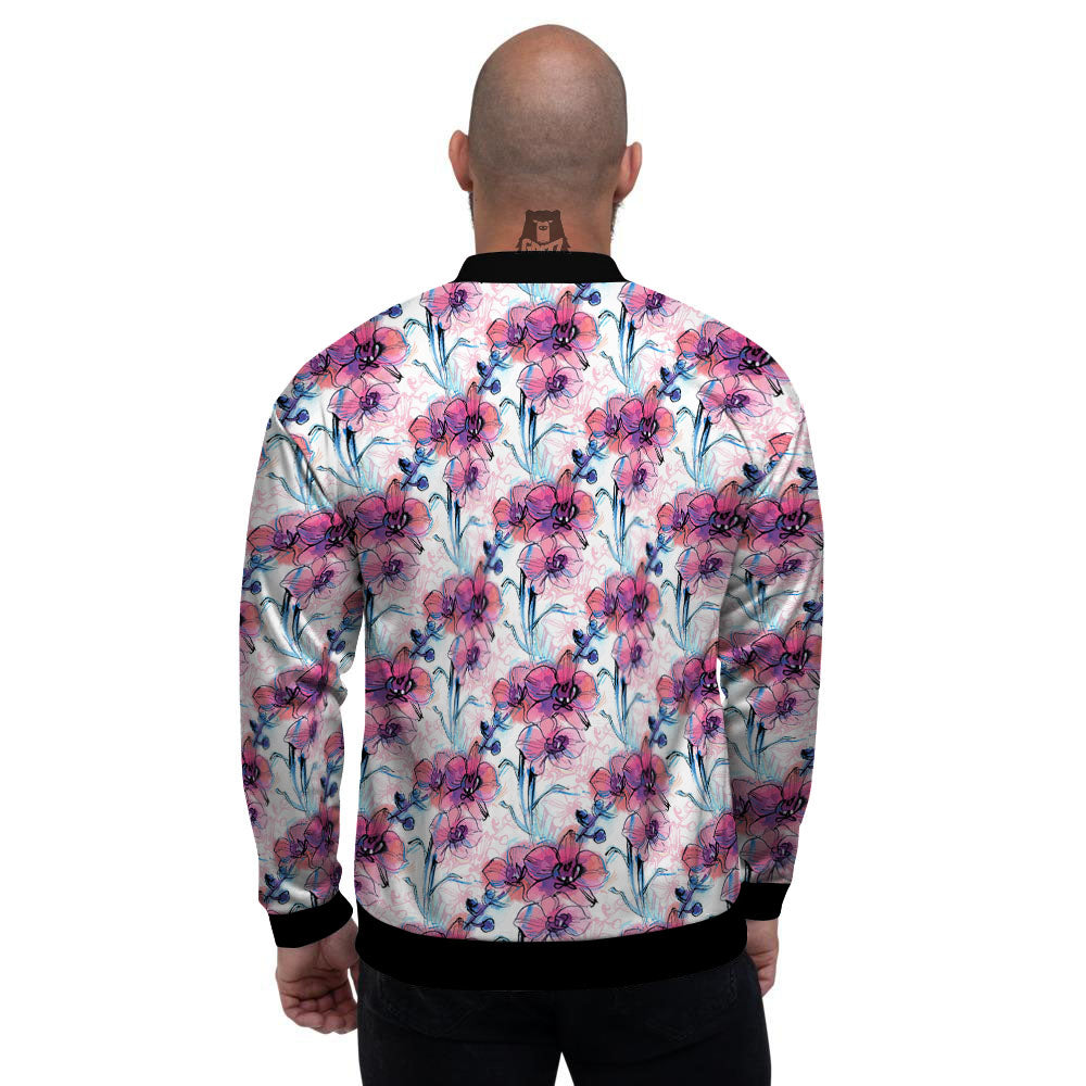Orchid Drawing Print Pattern Men's Bomber Jacket-grizzshop