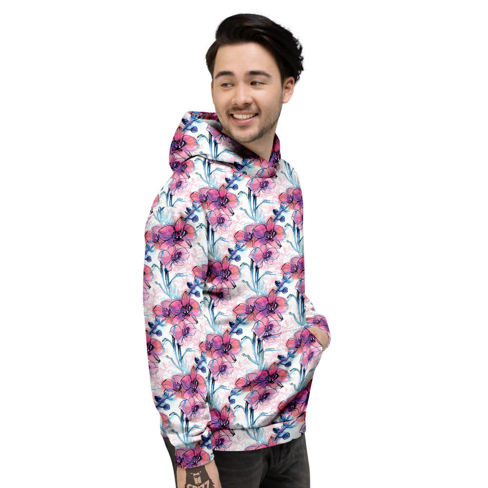 Orchid Drawing Print Pattern Men's Hoodie-grizzshop