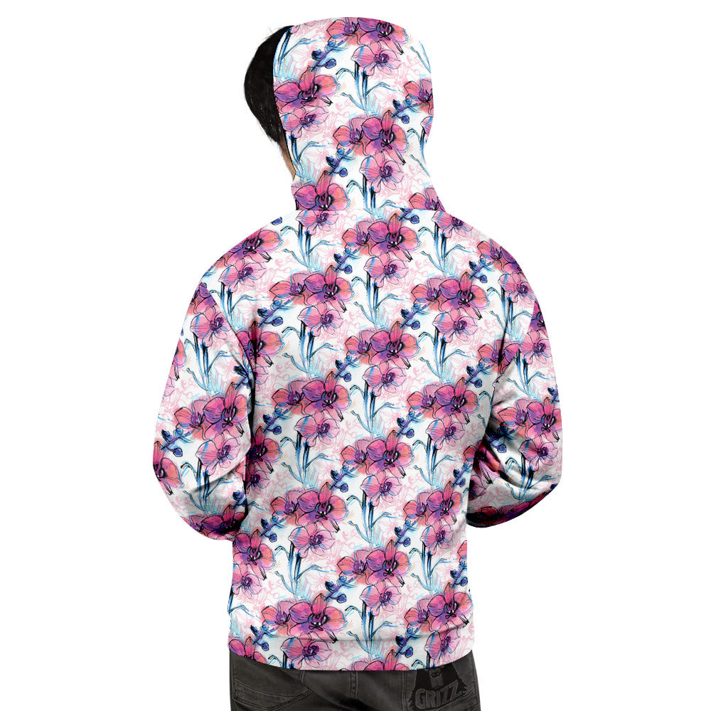 Orchid Drawing Print Pattern Men's Hoodie-grizzshop
