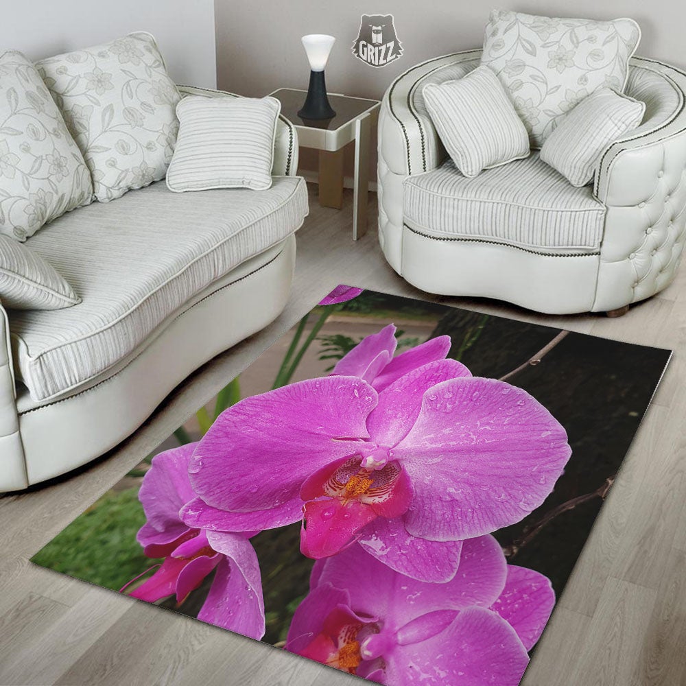 Orchid Flower Magenta Print Floor Mat-grizzshop