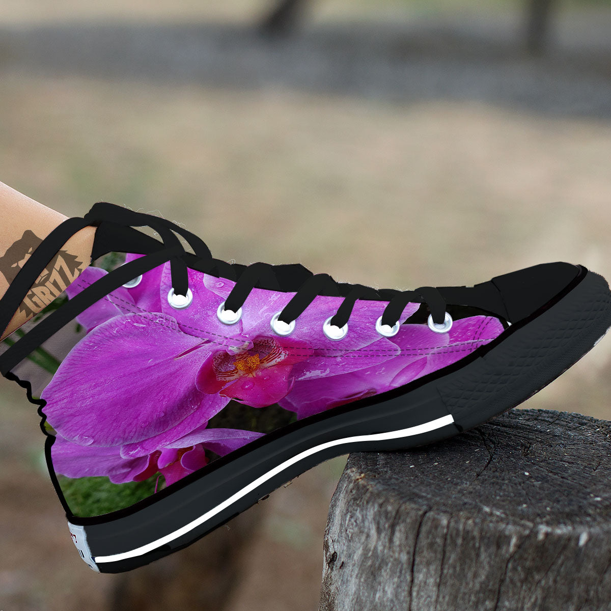 Orchid Flower Magenta Print High Top Shoes-grizzshop