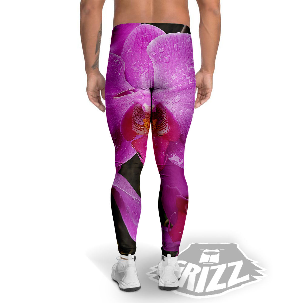 Orchid Flower Magenta Print Men's Leggings-grizzshop