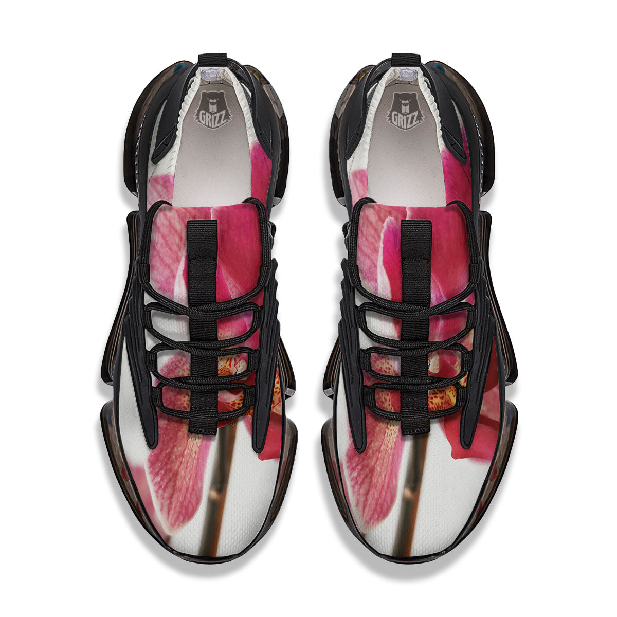 Orchid Flower Pink Print Black Gym Shoes-grizzshop