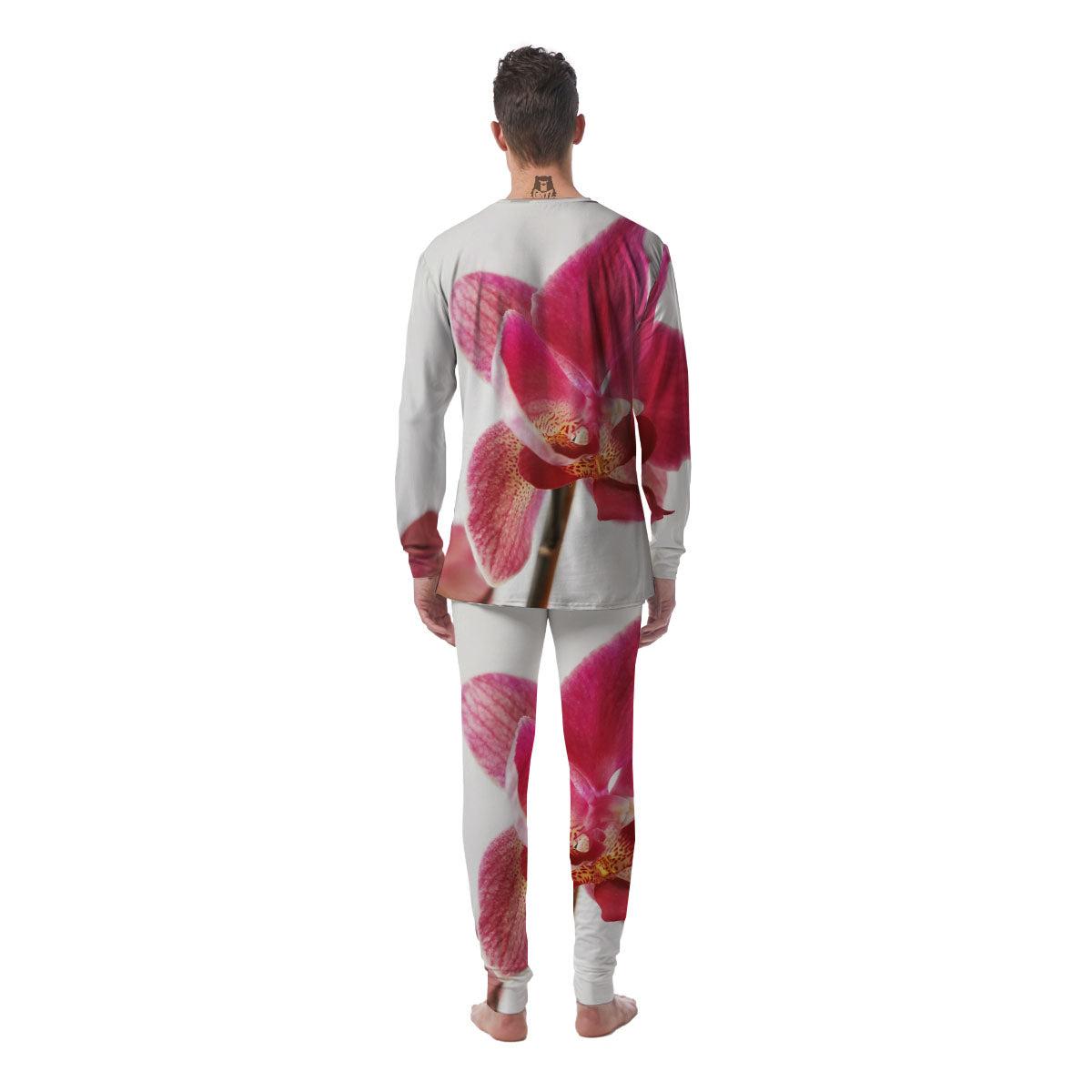 Orchid Flower Pink Print Men's Pajamas-grizzshop
