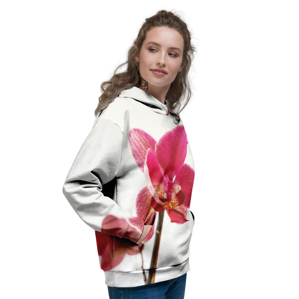 Orchid Flower Pink Print Women's Hoodie-grizzshop