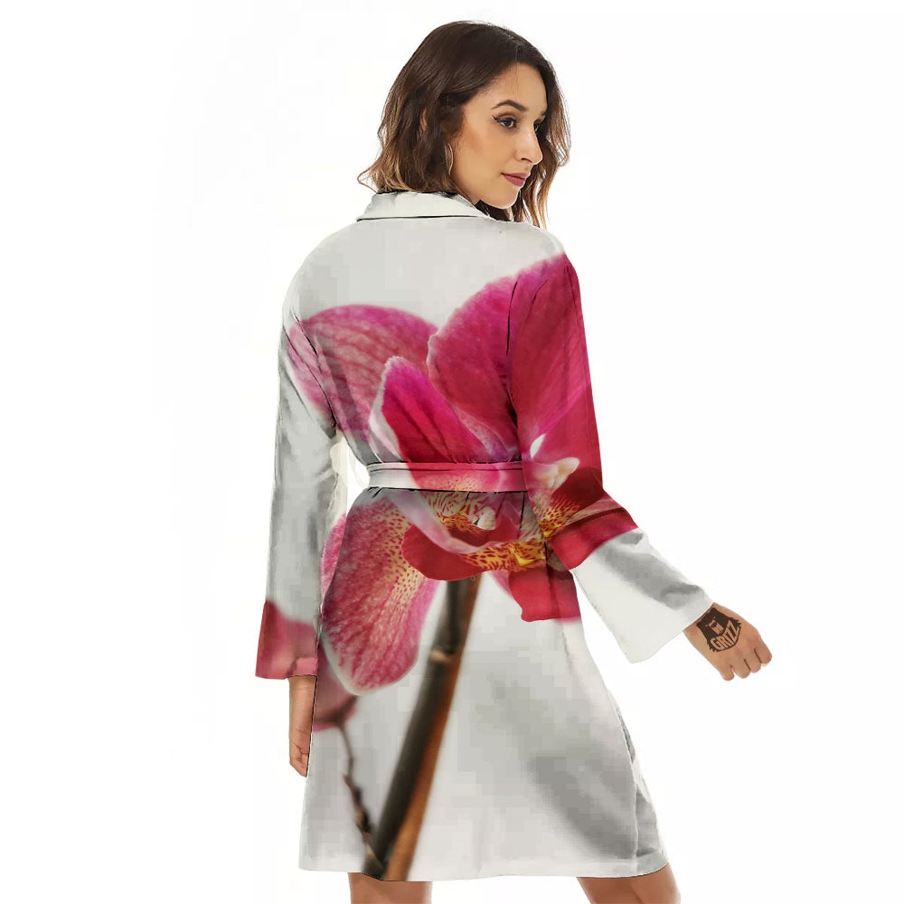 Orchid Flower Pink Print Women's Robe-grizzshop