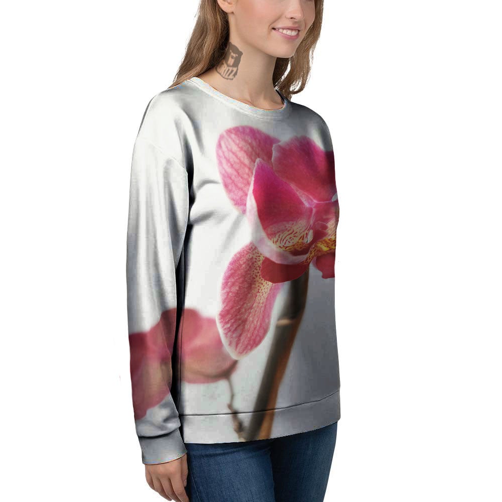 Orchid Flower Pink Print Women's Sweatshirt-grizzshop