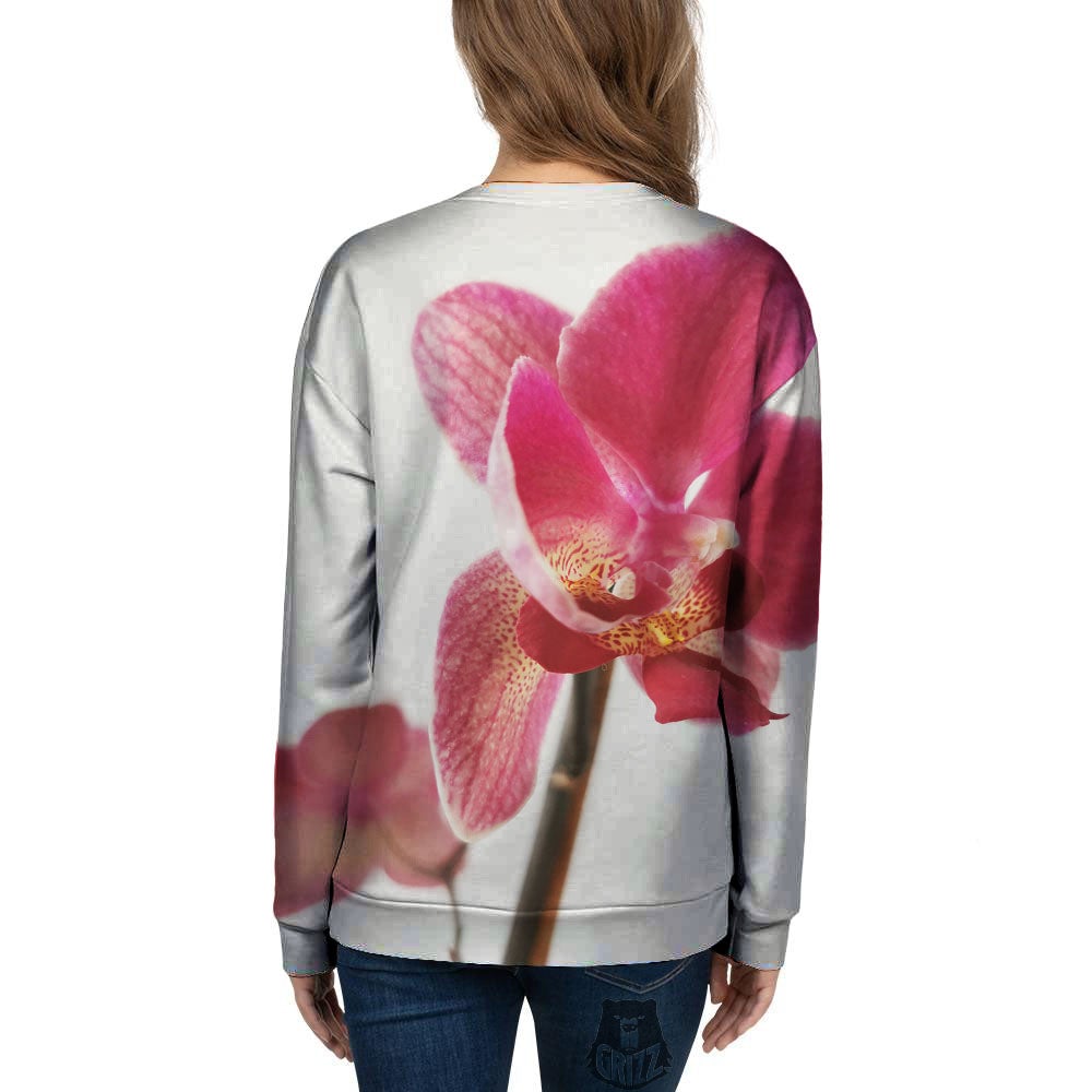 Orchid Flower Pink Print Women's Sweatshirt-grizzshop