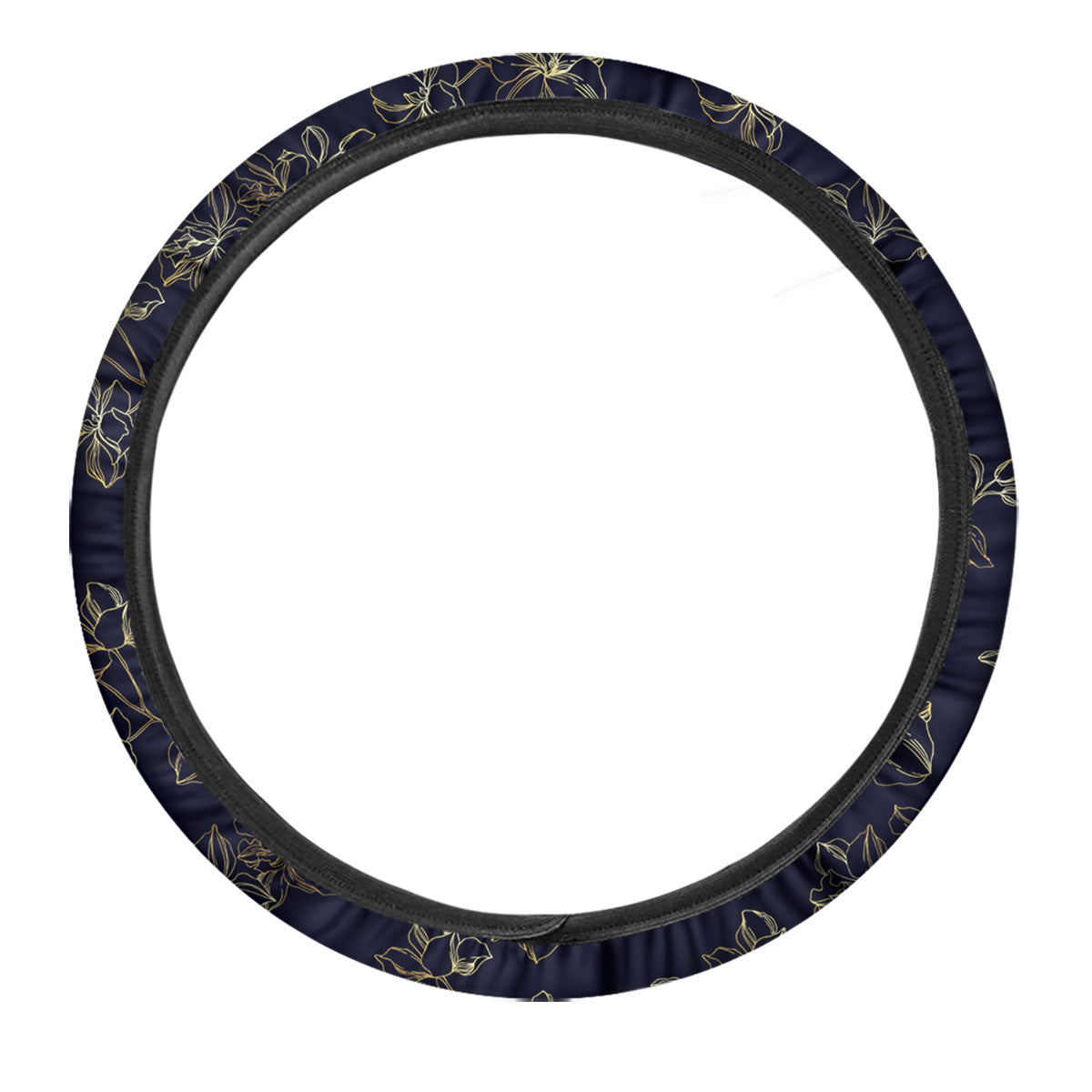 Orchid Golden Print Pattern Car Steering Wheel Cover-grizzshop