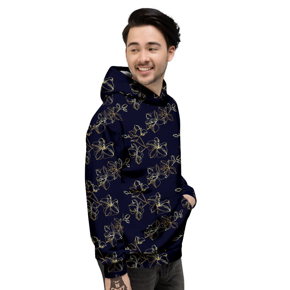 Orchid Golden Print Pattern Men's Hoodie-grizzshop