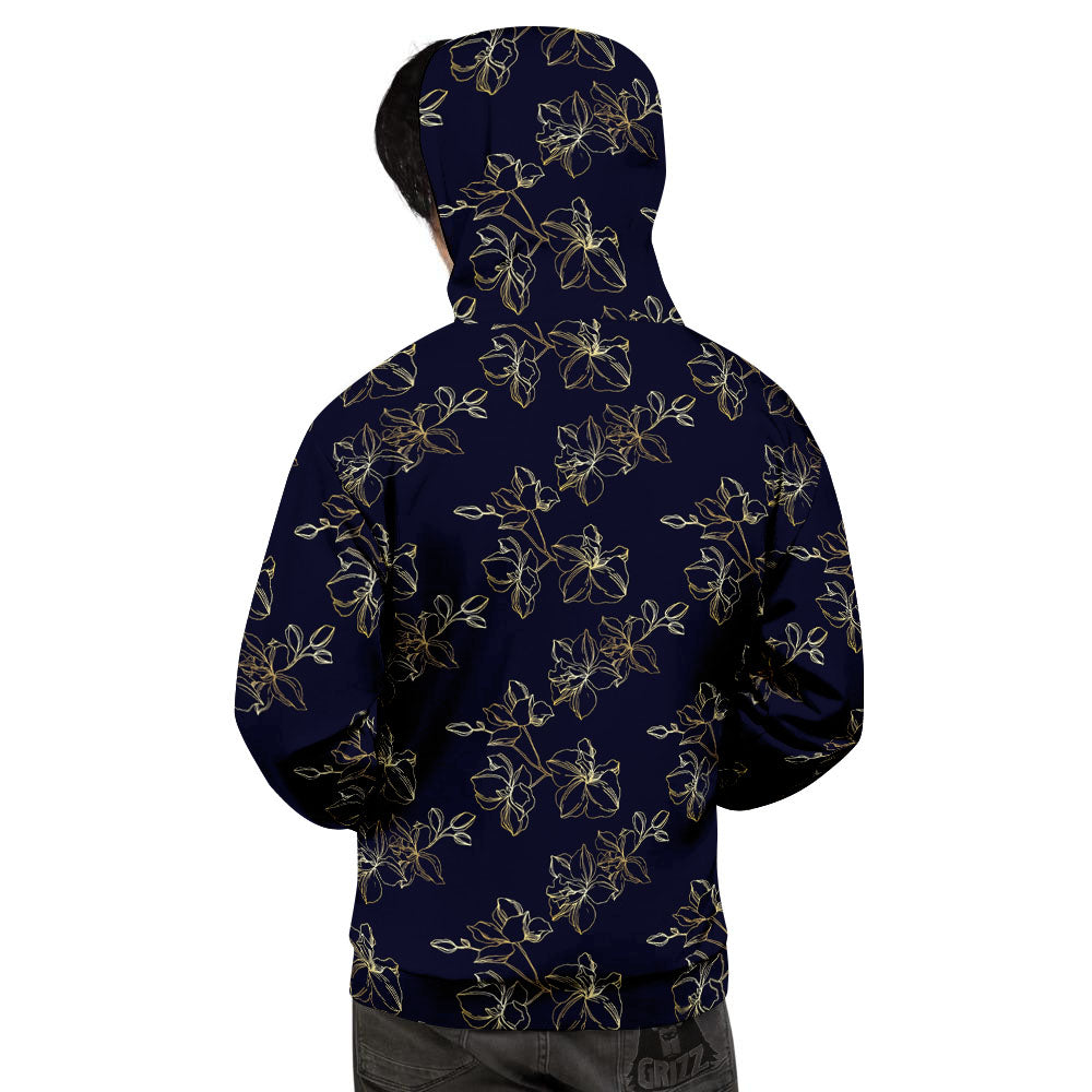 Orchid Golden Print Pattern Men's Hoodie-grizzshop