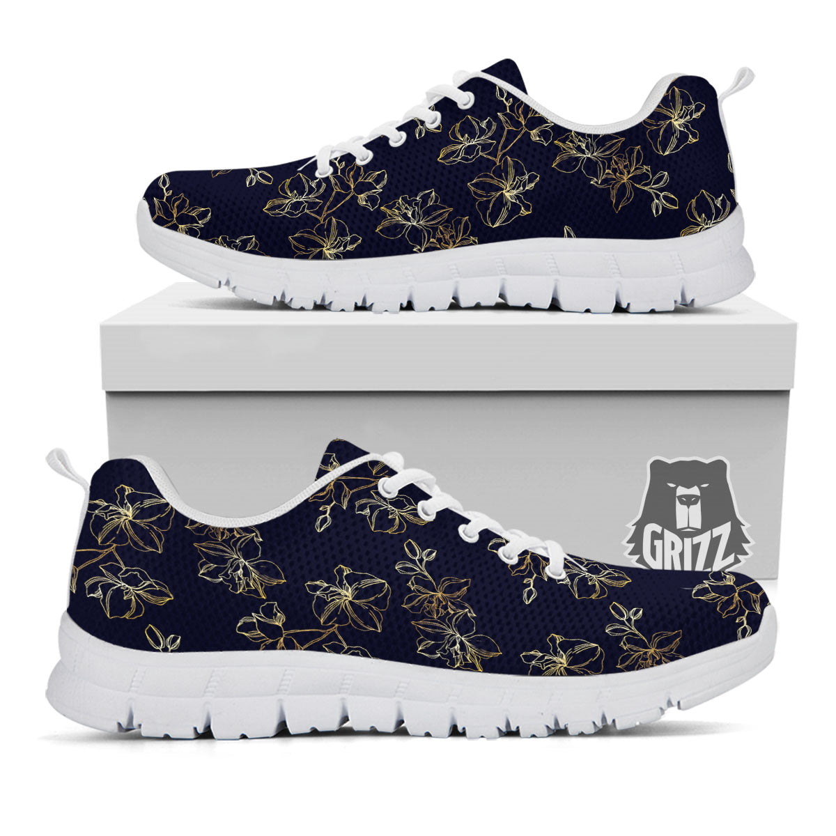 Orchid Golden Print Pattern White Sneaker-grizzshop