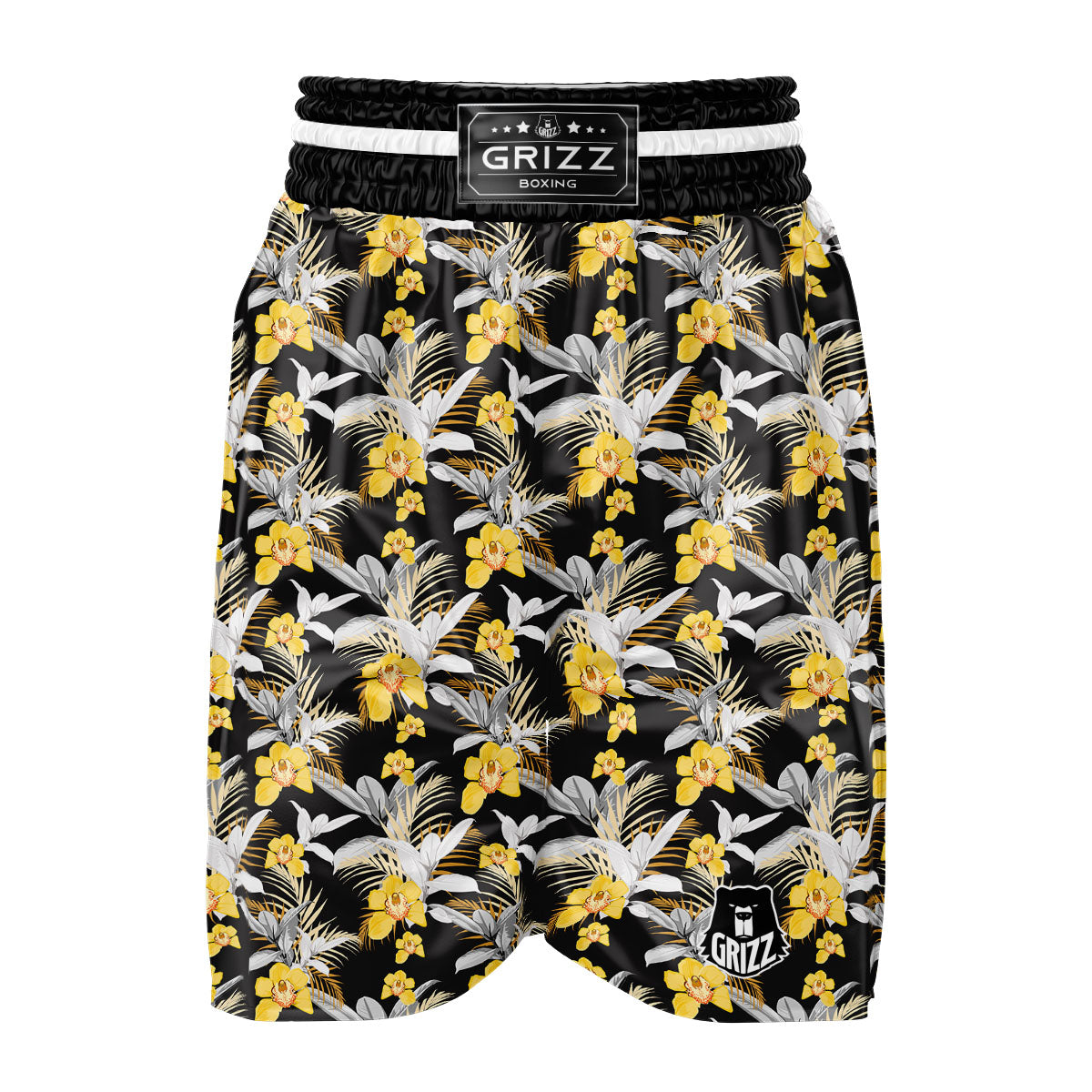 Orchid Yellow Print Pattern Boxing Shorts-grizzshop