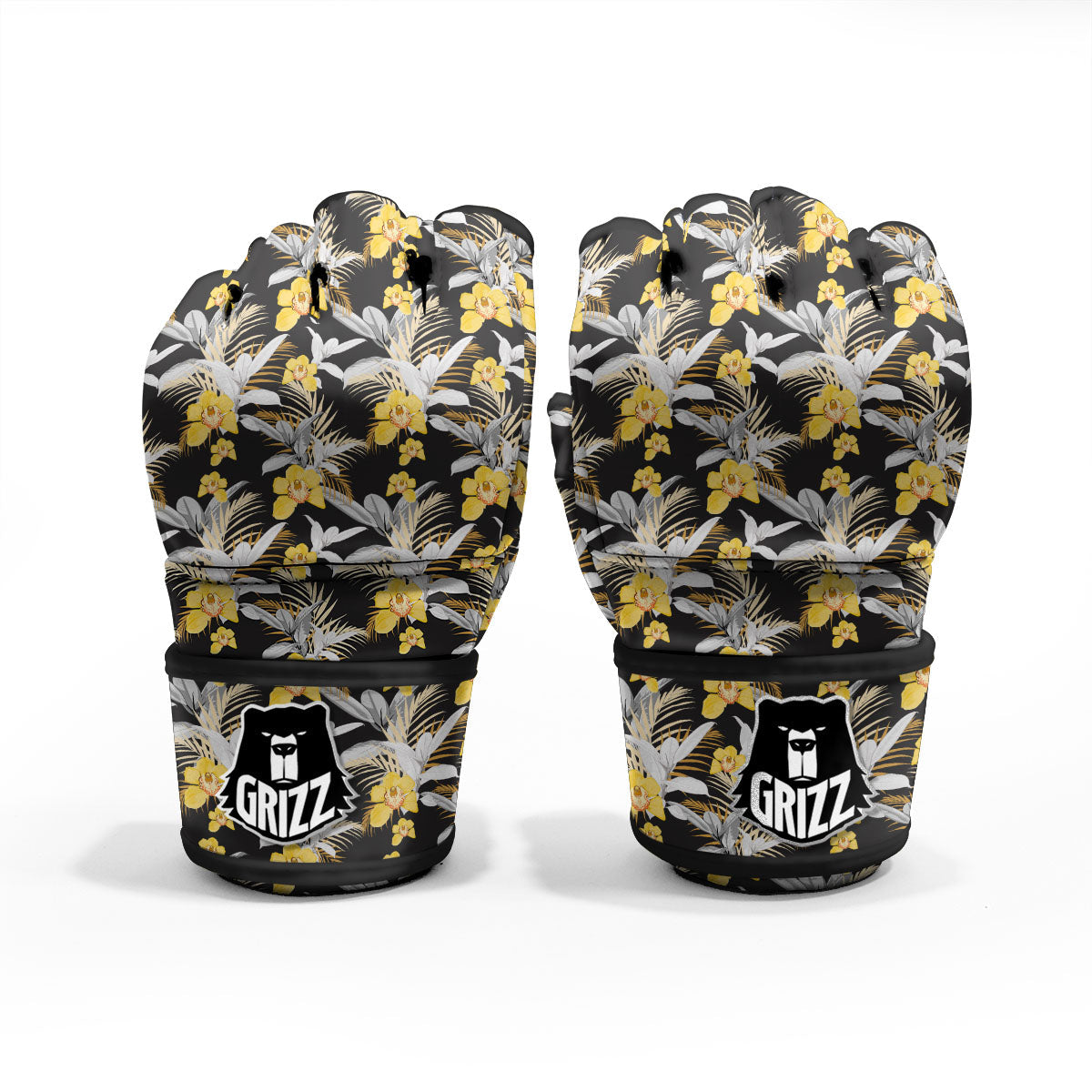 Orchid Yellow Print Pattern MMA Gloves-grizzshop