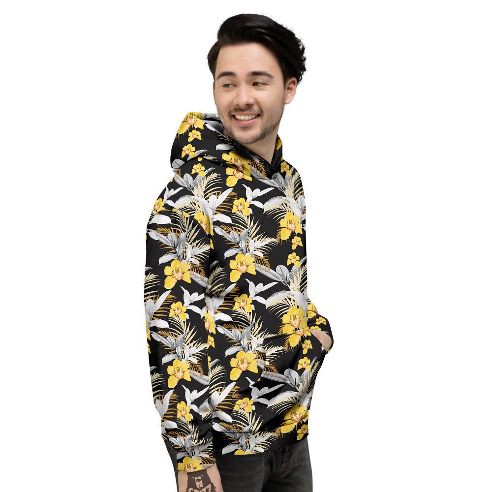 Orchid Yellow Print Pattern Men's Hoodie-grizzshop