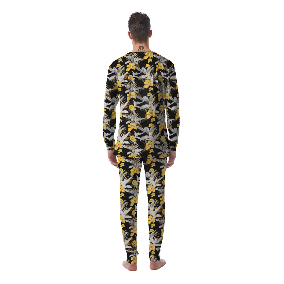 Orchid Yellow Print Pattern Men's Pajamas-grizzshop