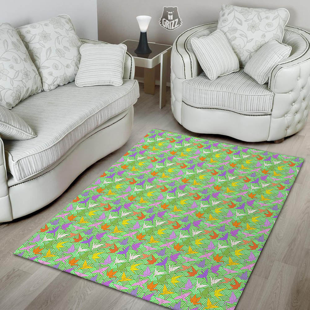 Origami Bird Colorful Print Pattern Floor Mat-grizzshop