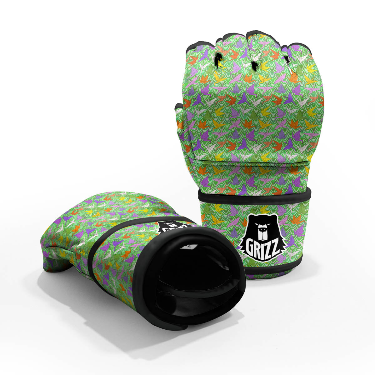 Origami Bird Colorful Print Pattern MMA Gloves-grizzshop