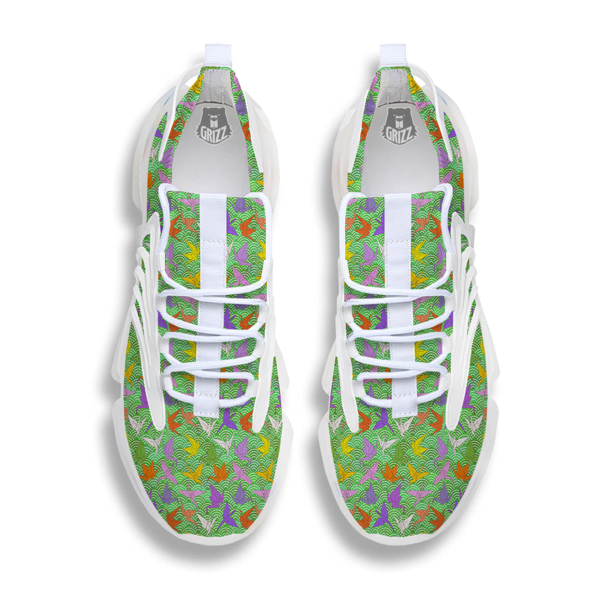 Origami Bird Colorful Print Pattern White Gym Shoes-grizzshop