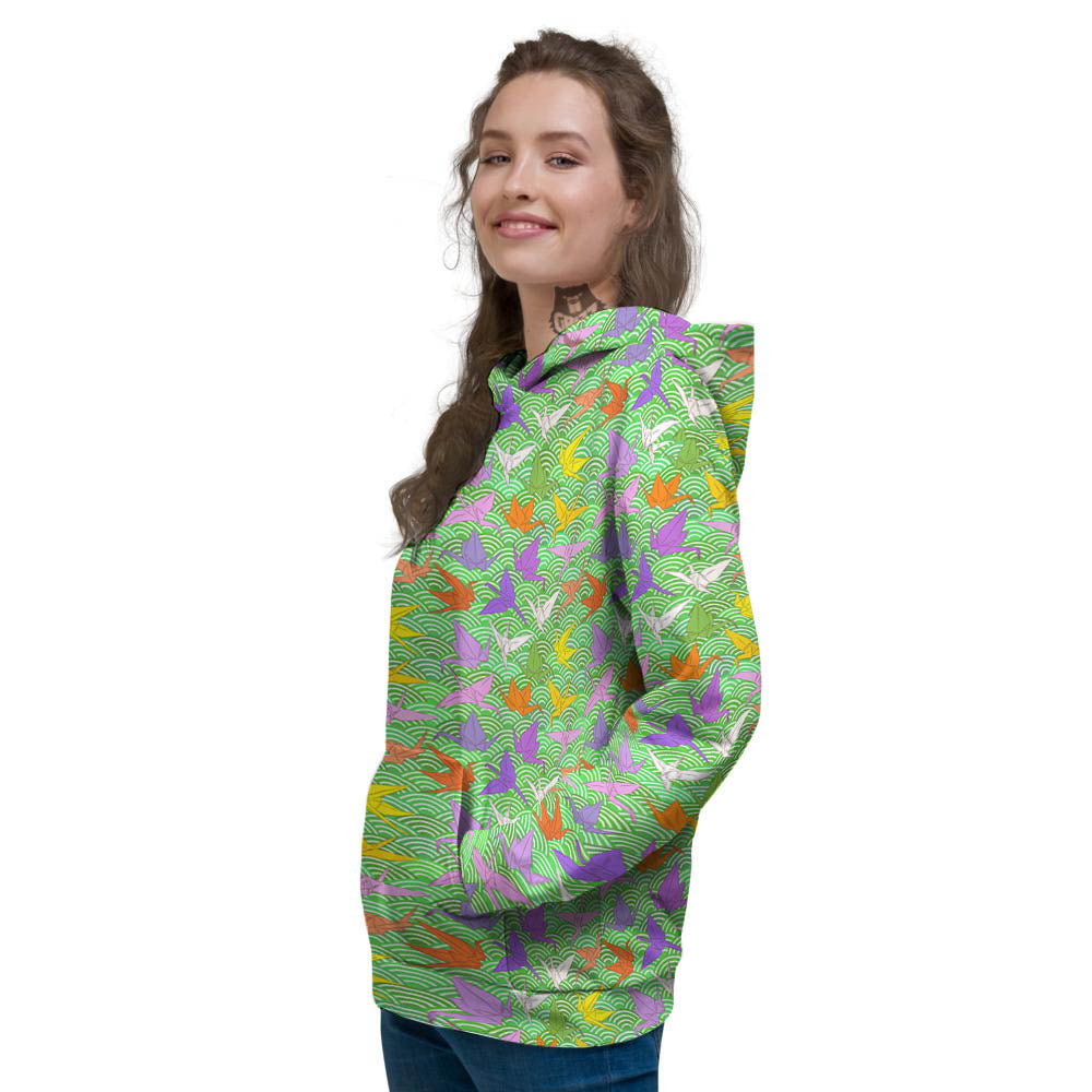 Origami Bird Colorful Print Pattern Women's Hoodie-grizzshop