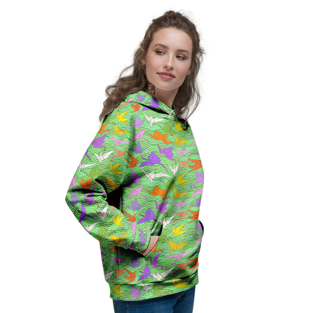 Origami Bird Colorful Print Pattern Women's Hoodie-grizzshop