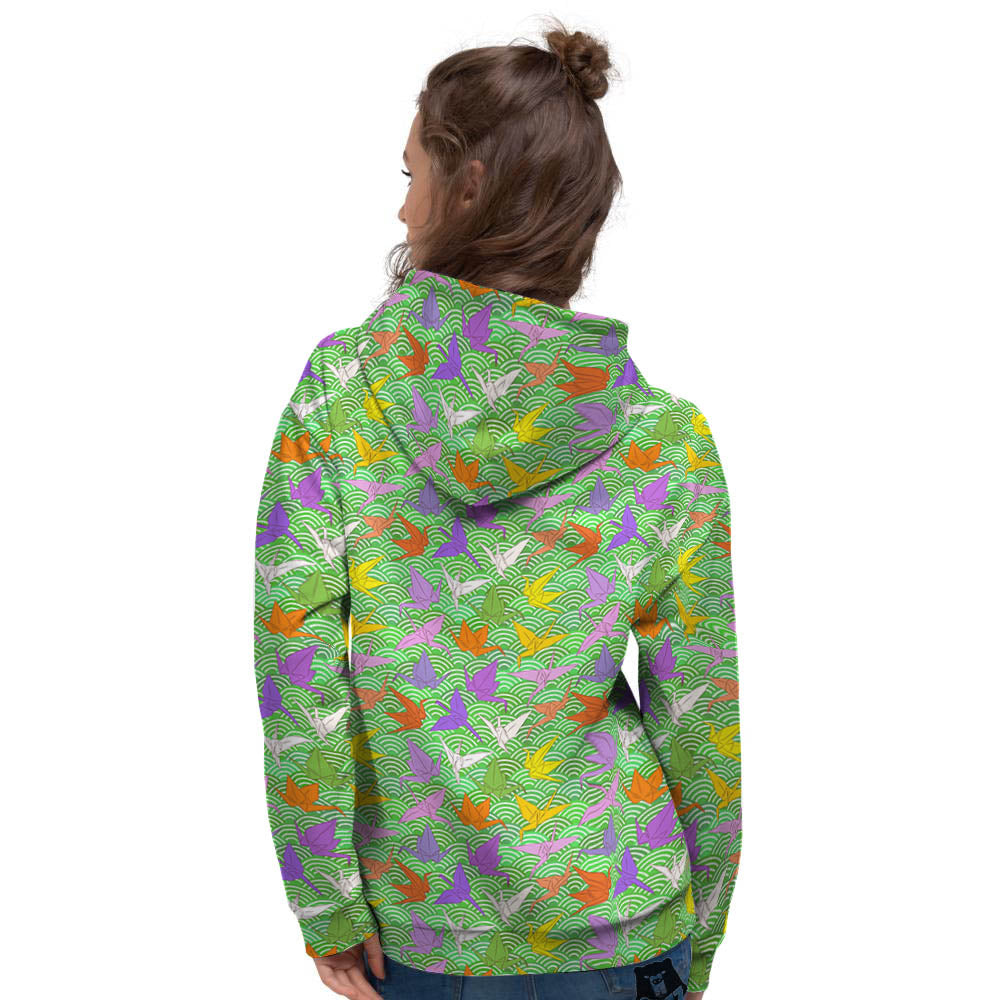 Origami Bird Colorful Print Pattern Women's Hoodie-grizzshop