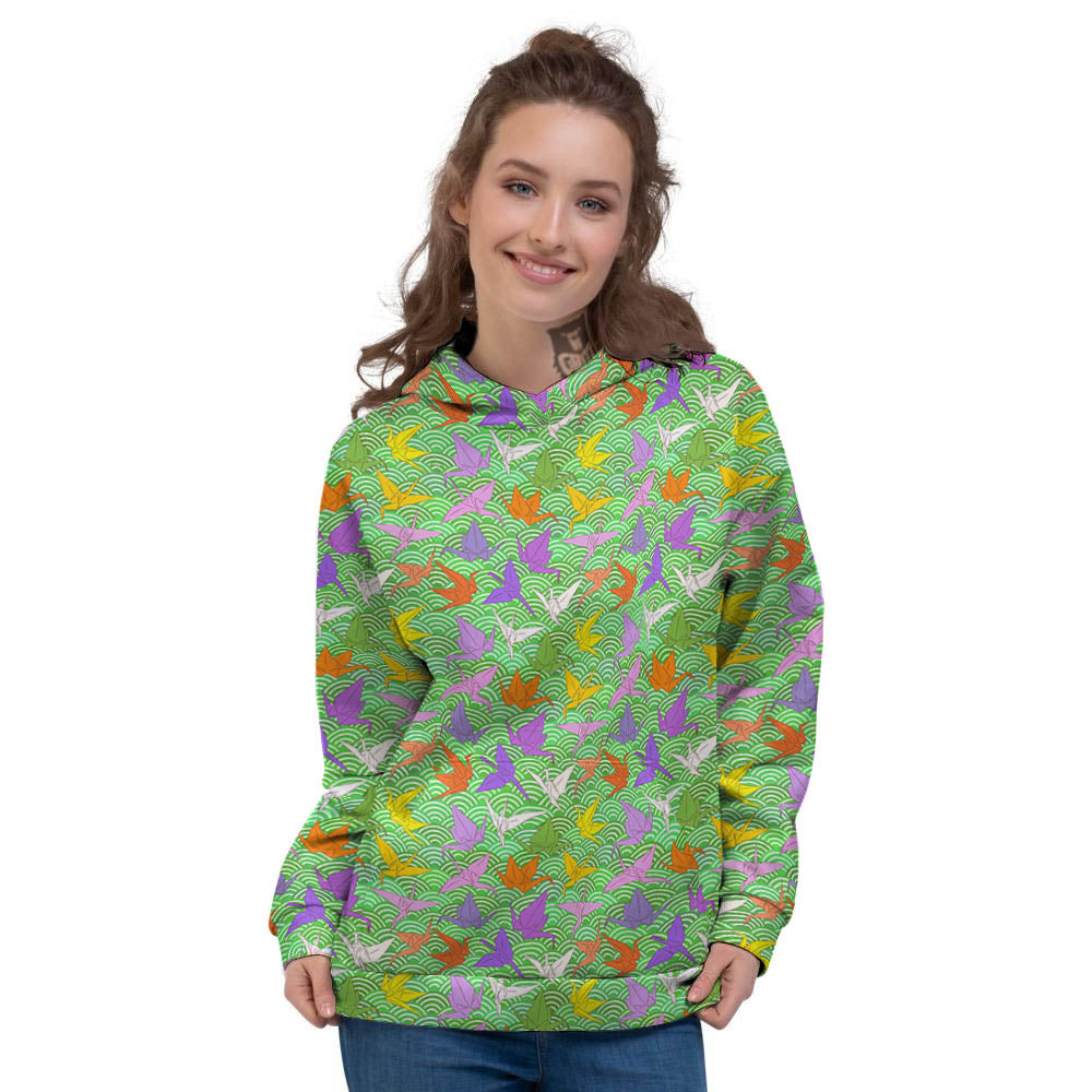 Origami Bird Colorful Print Pattern Women's Hoodie-grizzshop