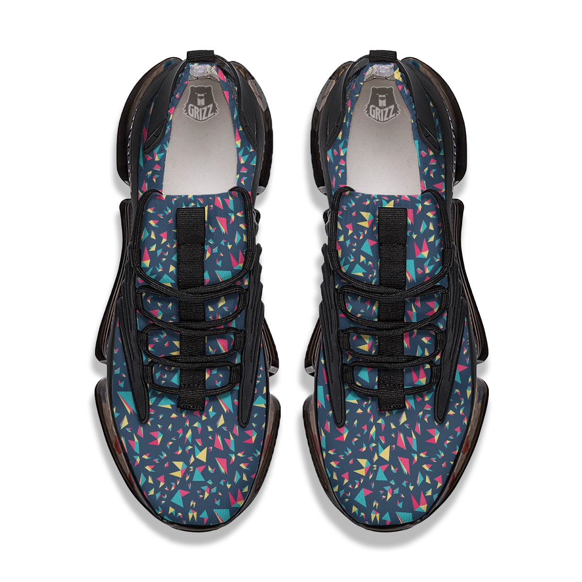 Origami Crane Colorful Print Pattern Black Gym Shoes-grizzshop