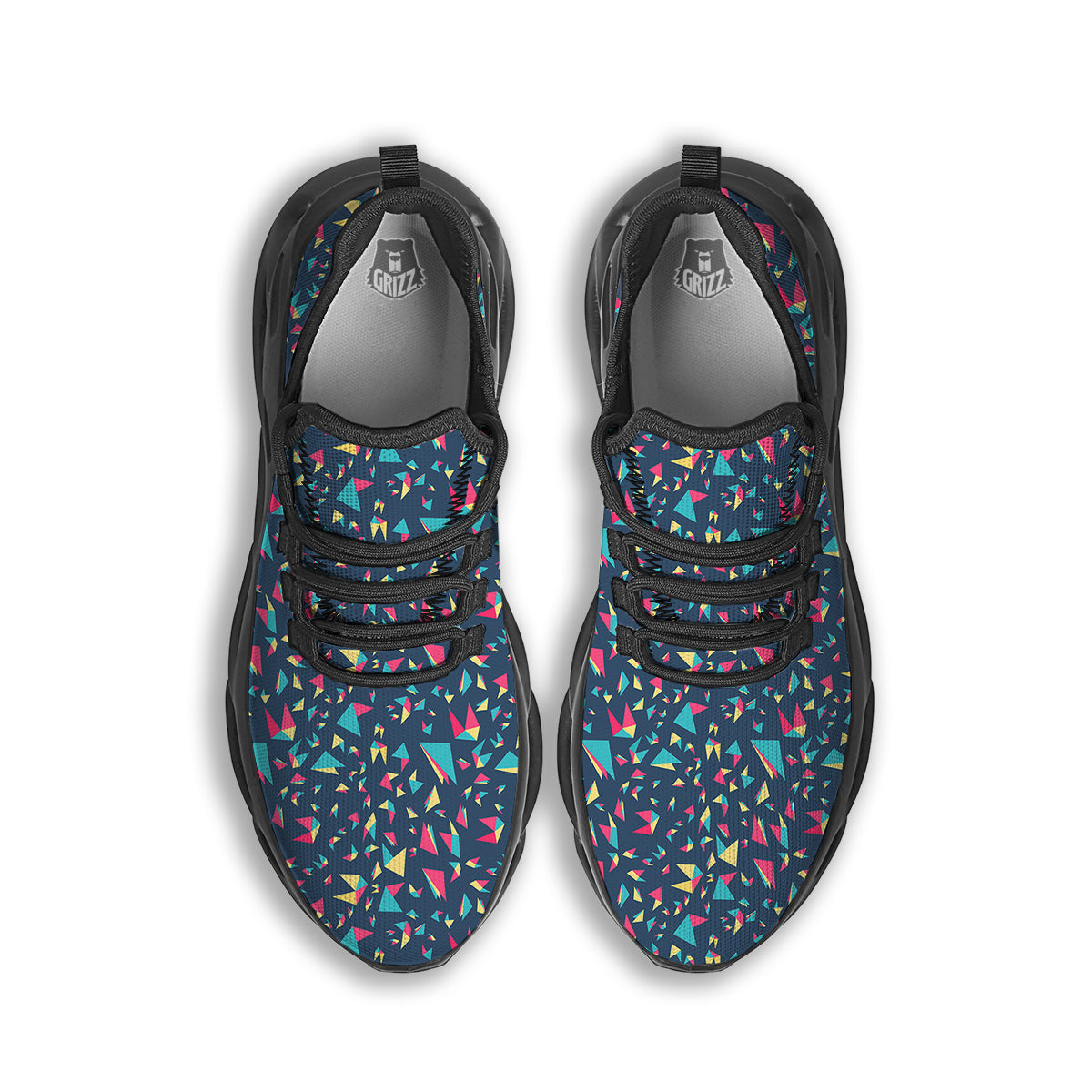 Origami Crane Colorful Print Pattern Black Running Shoes-grizzshop