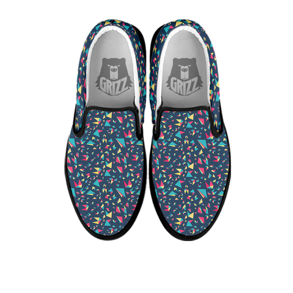 Origami Crane Colorful Print Pattern Black Slip On Shoes-grizzshop
