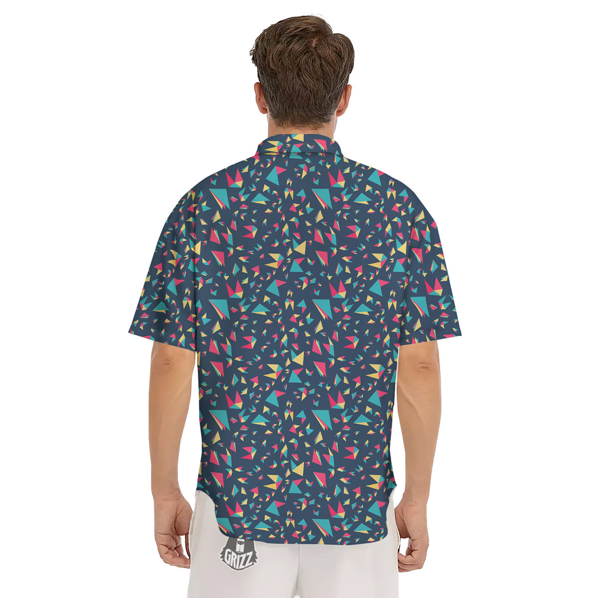 Origami Crane Colorful Print Pattern Men's Short Sleeve Shirts-grizzshop