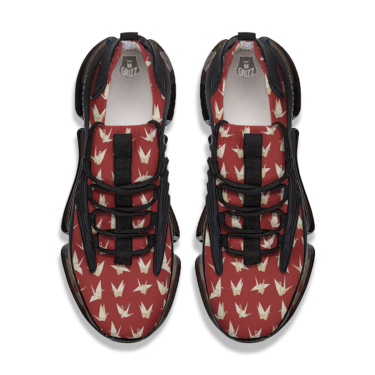 Origami Crane Japanese Print Pattern Black Gym Shoes-grizzshop