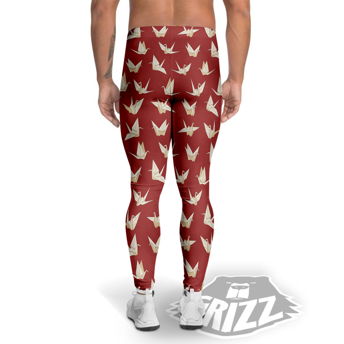 Origami Crane Japanese Print Pattern Men's Leggings-grizzshop
