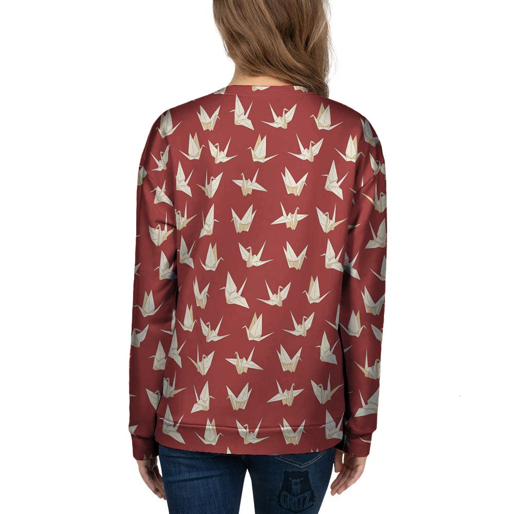 Origami Crane Japanese Print Pattern Women's Sweatshirt-grizzshop