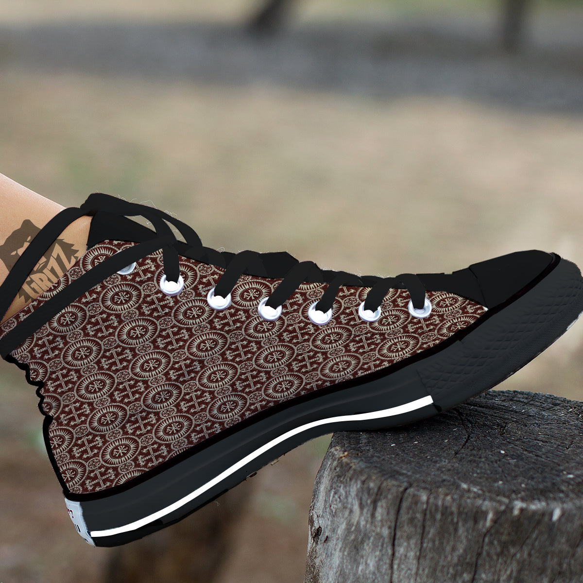 Orthodox Classic Print Pattern Black High Top Shoes-grizzshop