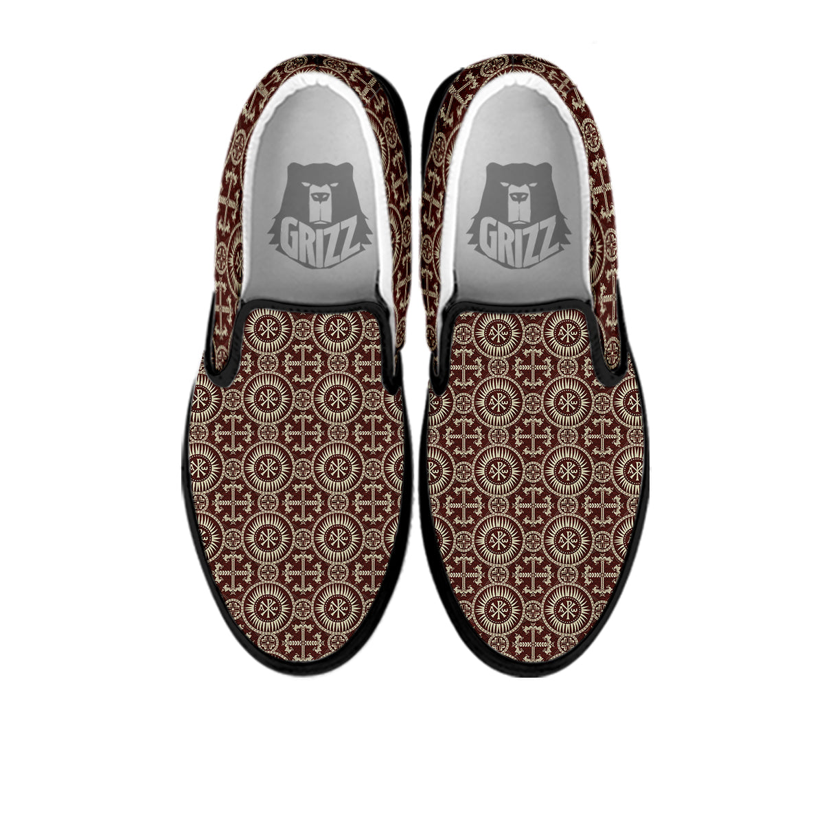 Orthodox Classic Print Pattern Black Slip On Shoes-grizzshop