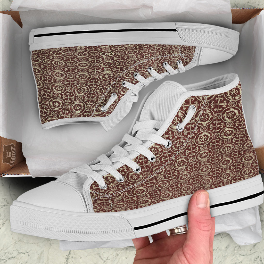 Orthodox Classic Print Pattern White High Top Shoes-grizzshop