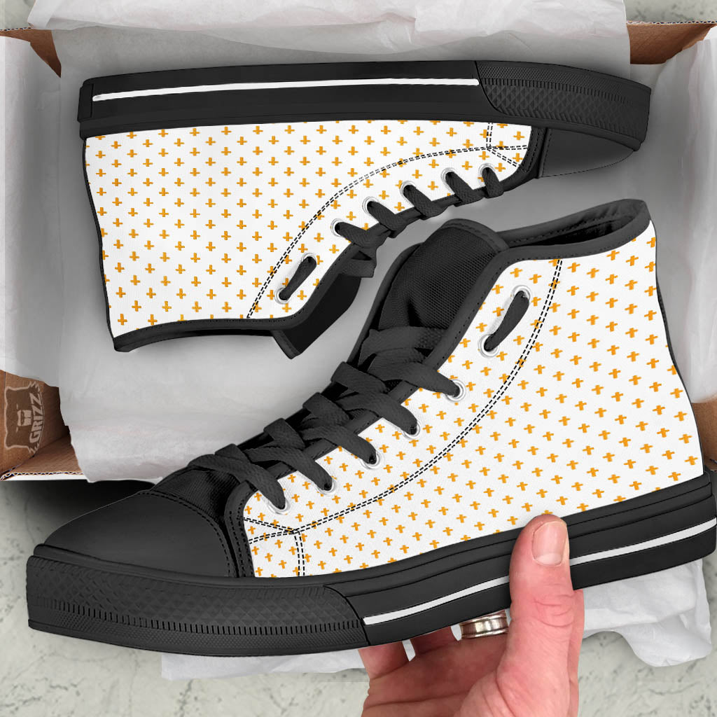 Orthodox Cross Print Pattern Black High Top Shoes-grizzshop