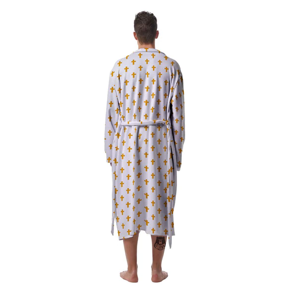 Orthodox Cross Print Pattern Men's Robe-grizzshop