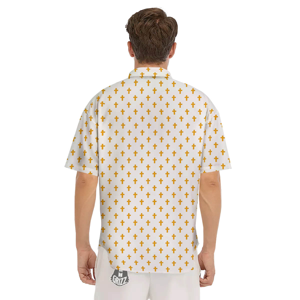 Orthodox Cross Print Pattern Men's Short Sleeve Shirts-grizzshop