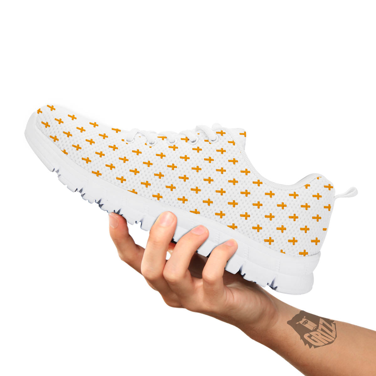 Orthodox Cross Print Pattern White Sneaker-grizzshop