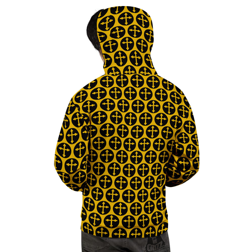 Orthodox Gold And Black Print Pattern Men's Hoodie-grizzshop