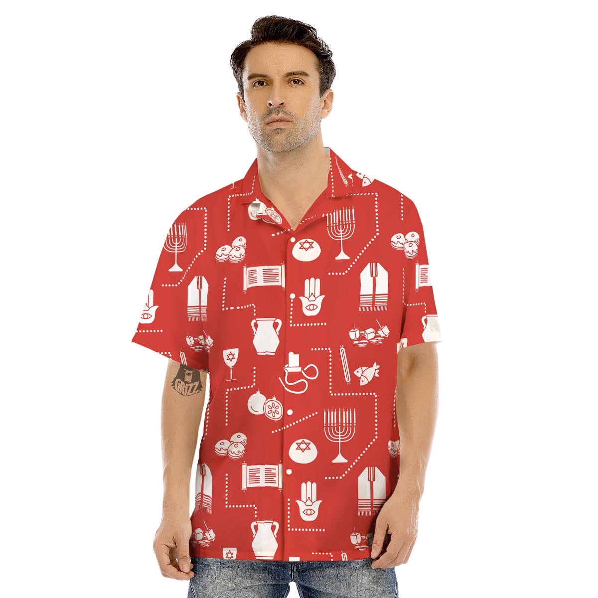 Orthodox Print Pattern Men's Hawaiian Shirt-grizzshop